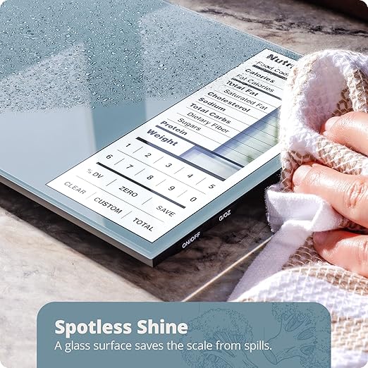 Greater Goods Nutrition Scale with Food Grade Glass, Perfect for Calorie Counting, Meal Prep, and Weight Loss (Stone Blue)