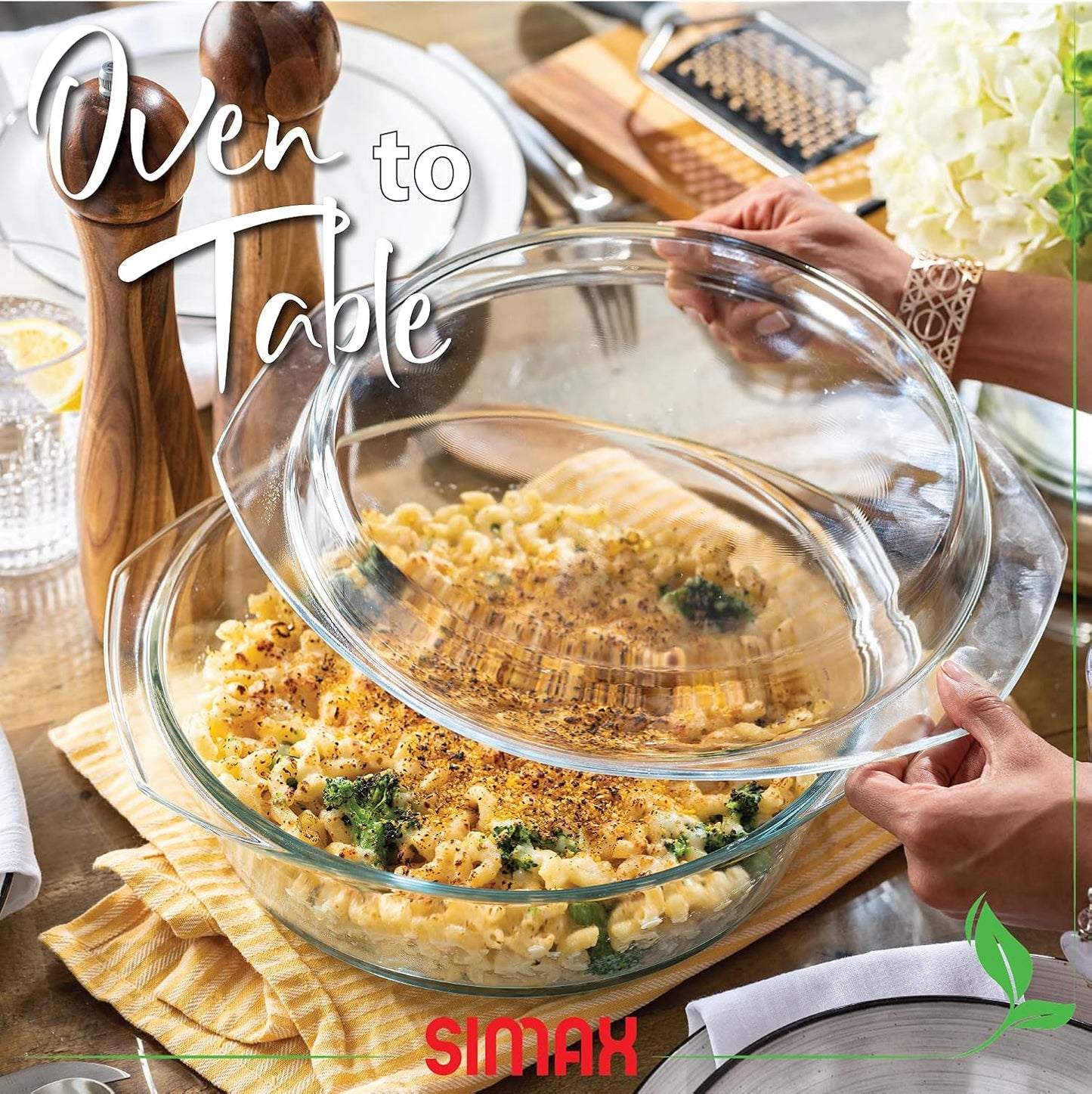 Simax Casserole Dish with Lid, 3.5 Quart Round Glass Casserole Dishes for Oven with Lid and Handles, Baking Dishes for Oven, Covered Bowl for Cooking, Baking, Serving, Microwave, Dishwasher, and Oven Safe Cookware