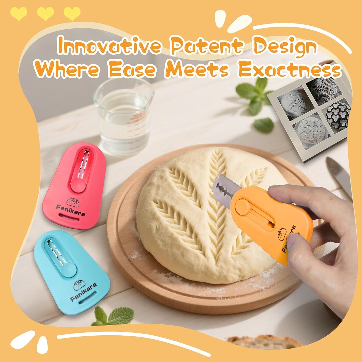 3PCS Premium Magnetic Bread Lame & Versatile Bread Scoring Tool - Professional Sourdough Scoring Tool and Lame Bread Tool with Razor Blade and Scoring Patterns Booklet