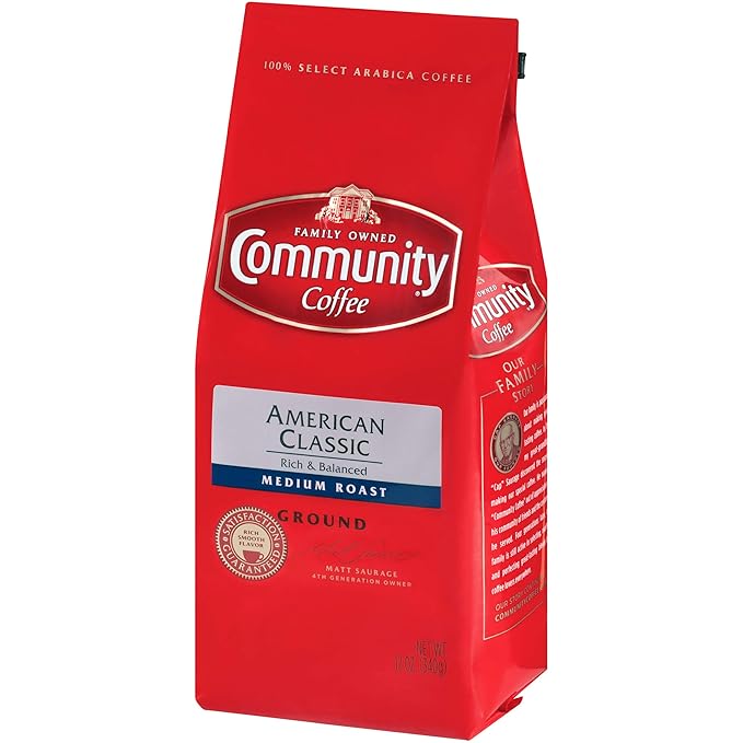Community Coffee American Classic, 72 Ounces Ground Coffee, Medium Roast, 12 Ounce Bag (Pack of 6)