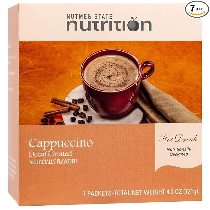 Nutmeg State Nutrition - High Protein Cappuccino - Low Carb, KETO Friendly, Instant Hot Drink Mix with 12g Protein, Low Sugar, Diabetic Friendly, Low Calorie, Low Fat, 7 Servings (Cappuccino, 1 Pack)