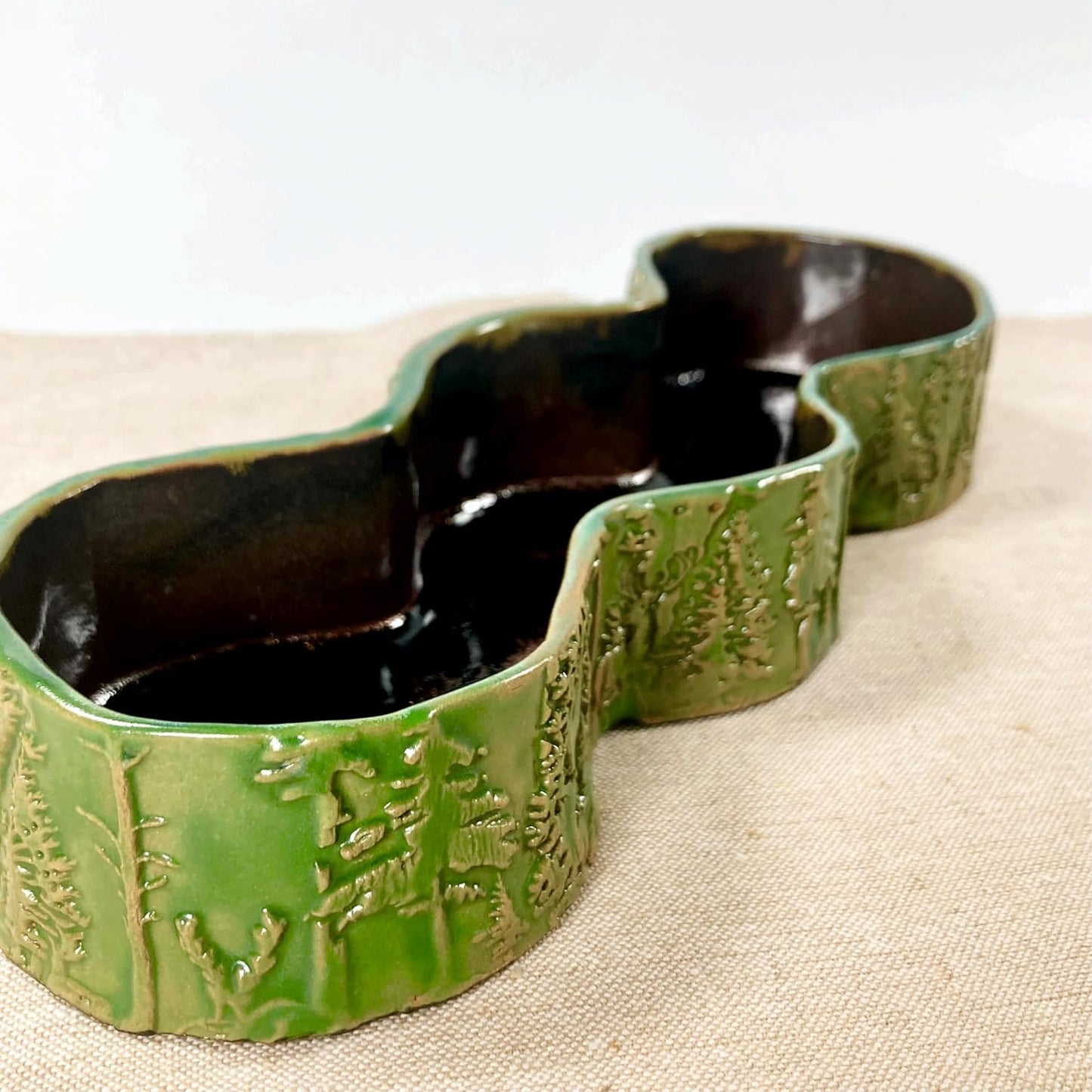 FOREST embossing rolling pin. Engraved wooden embossed dough roller for embossed cookies or clay by Algis Crafts