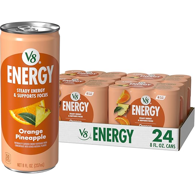V8 Energy Orange Pineapple Energy Drink, 8 fl oz Can (24 Pack)