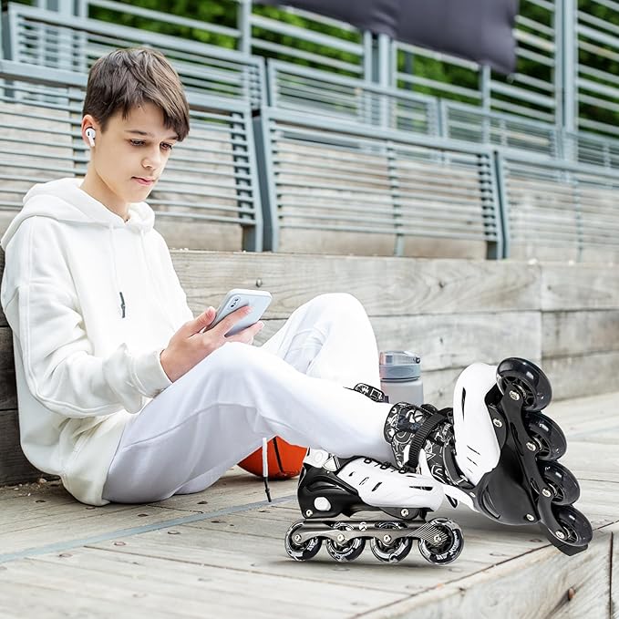 Inline Skates for Kids and Adult, Adjustable Fun Illuminating Skates for Girls, Boys, Women and Men Outdoor and Indoor, Beginner