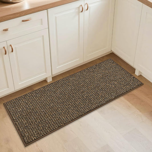 BEQHAUSE Kitchen Runner Rugs 20"x48", Non-Slip Kitchen Mats for Floor, Super Absorbent and Stain Resistant Kitchen Rug, Machine Washable Rugs for Kitchen, Hallway, Laundry & Sink, Brown