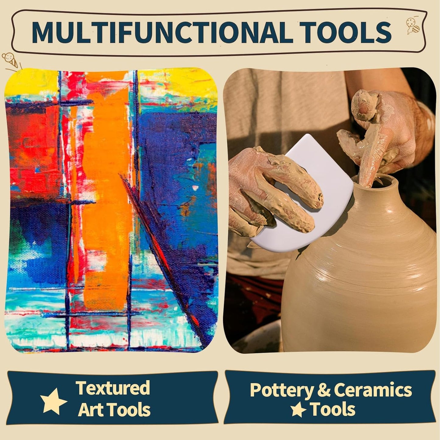 Teenitor Cake Scraper Cake Smoother, 7 Pcs Dough Scraper Bowl Scraper Cake Cutter Cake Spatula Bench Scraper Kitchen Plastic Scraper Tool Cake Decorating Kit