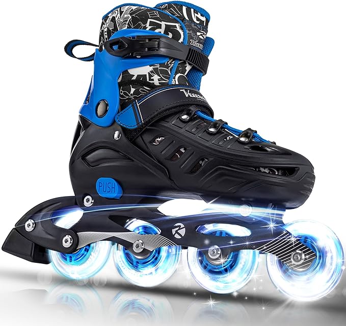 Inline Skates for Kids and Adult, Adjustable Fun Illuminating Skates for Girls, Boys, Women and Men Outdoor and Indoor, Beginner