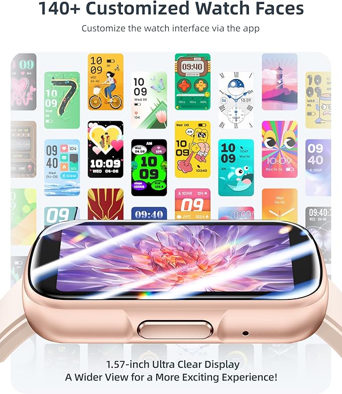 Parsonver Fitness Tracker with Step Counter/Calories/Stopwatch, Health Activity Tracker with Heart Rate Sleep Monitor, IP68 Waterproof Smart Watch 110+ Sport Modes Pedometer Watch for Women, Rose Gold