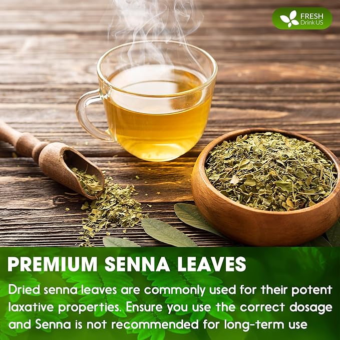 FreshDrinkUS, Permium 4.5oz Senna Leaves, 100% Natural & Pure from Senna Leaves, Senna Leaf Tea, Senna Loose Leaf Herbal Tea, No Additives, No Caffeine, Vegan