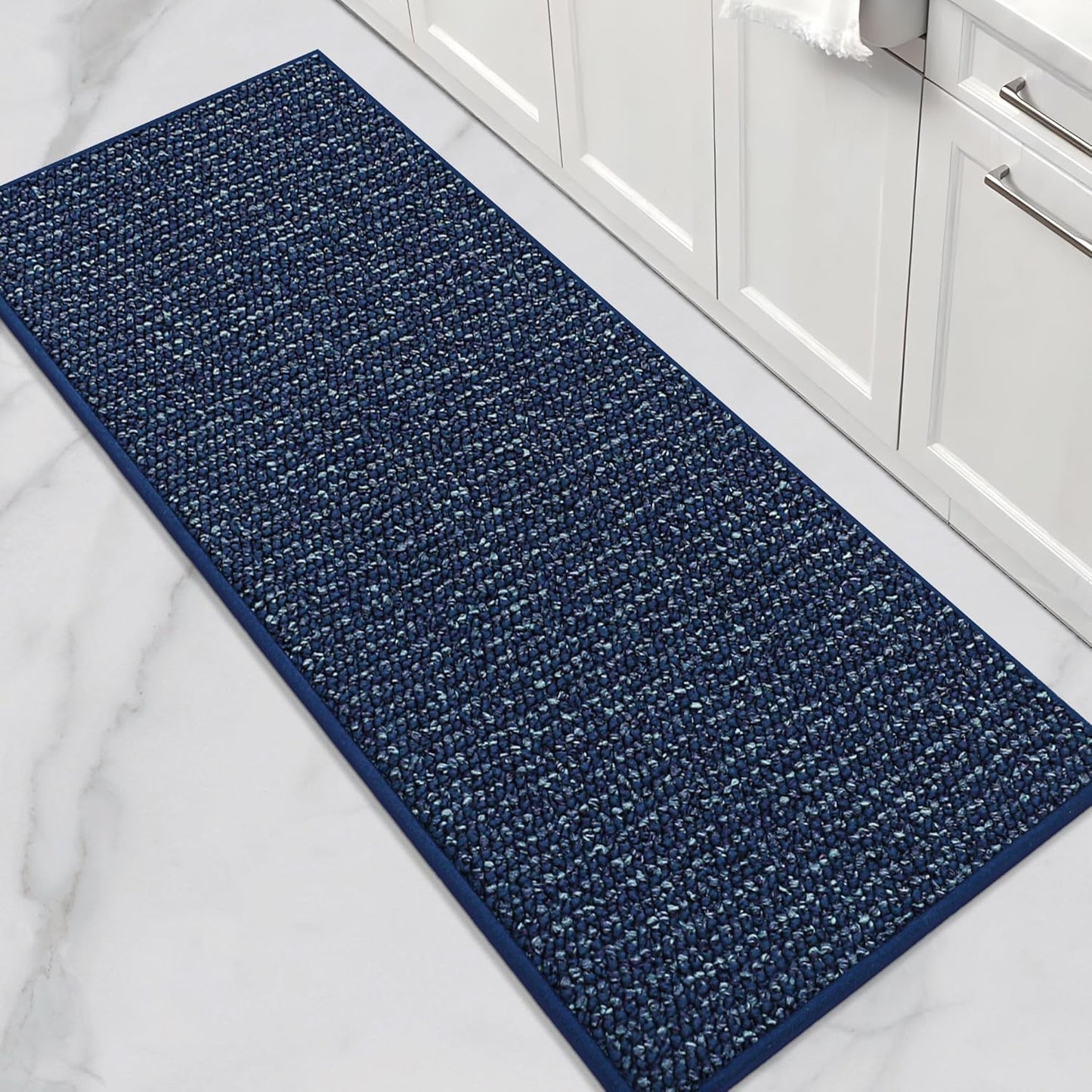 BEQHAUSE Kitchen Runner Rugs 24"x60", Non-Slip Kitchen Mats for Floor, Super Absorbent and Stain Resistant Kitchen Rug, Machine Washable Rugs for Kitchen, Hallway, Laundry & Sink, Blue