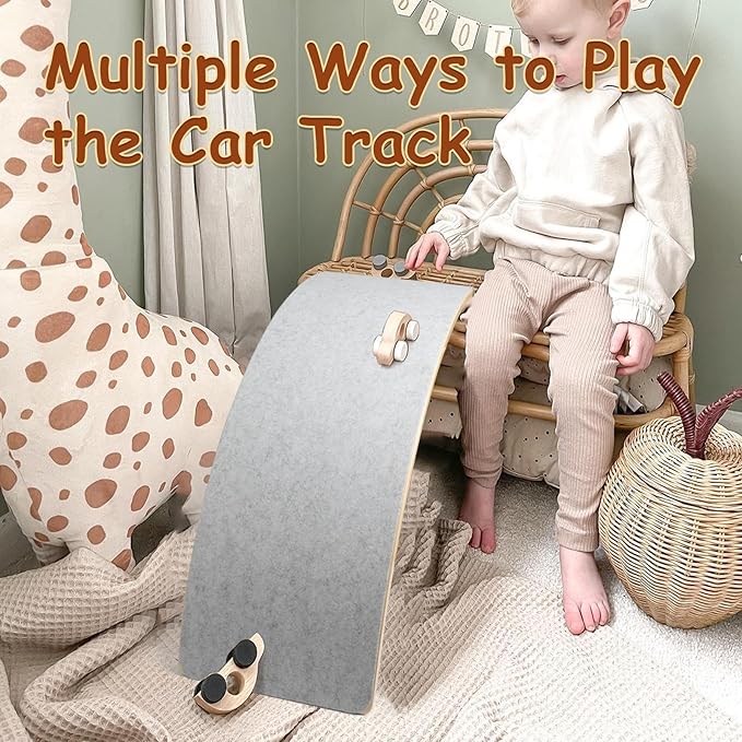 Gentle Monster Wooden Wobble Balance Board, 35 Inch Rocker Board Natural Wood, Kids Toddler Open Ended Learning Toy, Yoga Curvy Board for Office & Classroom Adult