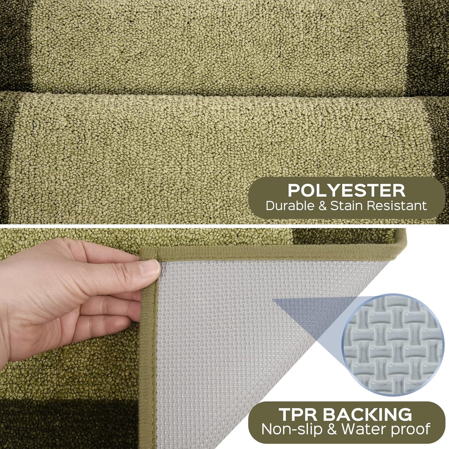 Machine Washable (24" x 36"+ 24" x 60"') Runner Rugs Set of 2, Non Slip Kitchen Mats for Floor, Absorbent Entryway Rug for Kitchen, Bedroom, Hallway, Bathroom, Door (Roll Packing)