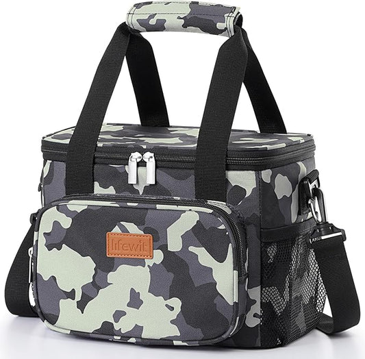Lifewit Medium Lunch Bag Insulated Lunch Box Soft Cooler Cooling Tote for Adult Men Women, Camouflage 12-Can (9L)