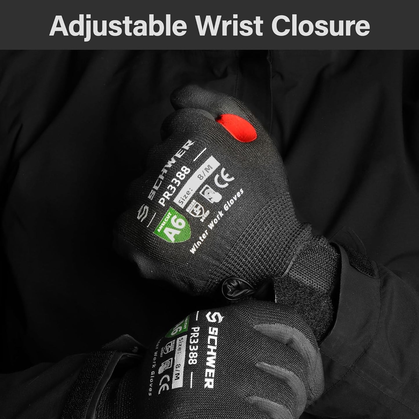 FreezeGuard Winter Work Gloves for Men and Women, ANSI A6 Cut Resistant Gloves With Super Grip, Freezer Glove for Work, Touchscreen, Thermal Insulated, PR3388, Non PFAS, Black Knight (XXL, 1 Pair)