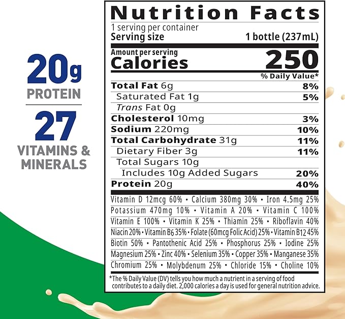 BOOST High Protein with Fiber Ready to Drink Complete Nutritional Drink, Caramel, 8 fl oz Bottle, 24 Pack