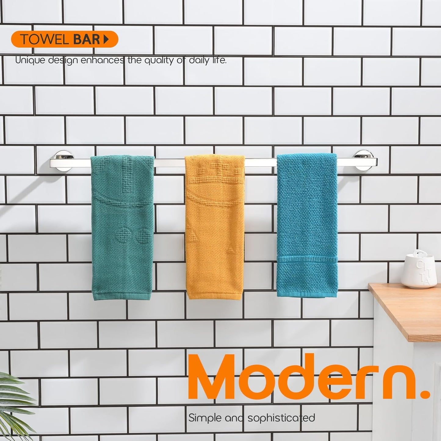 36 Inch Bathroom Towel Bar Bath Towel Rack Kitchen Towel Holder Long Towel Rails Wall Mounted SUS304 Stainless Steel Polished Chrome AN4001CH-L36