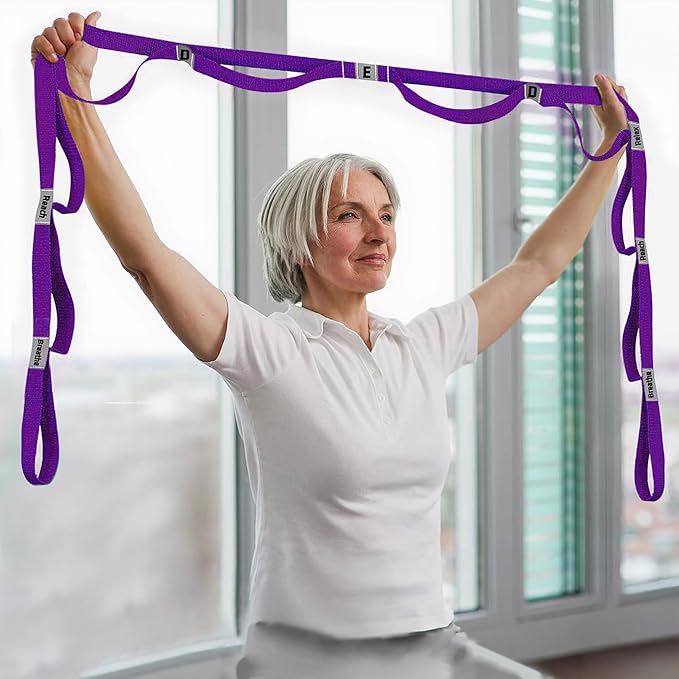 Stretching Strap Yoga Strap with 10 Loops, Non-Elastic Stretch Band for Physical Therapy, Flexibility, Exercise, Pilates, Dance & Gymnastics Workout