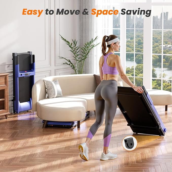 DeerRun Treadmills for Home with Incline and Handles, 3.5 HP Foldable Treadmill 350 LBS Weight Capacity for Small Spaces, Folding Running Machine with Smart APP