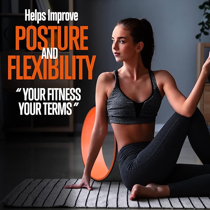 SQUATZ Yoga Wheel Back Stretcher - Back Roller with Weight Support Up to 777 LBS Sturdy, Safe, and Comfortable For Yoga, Relieve Back Pain, Perfect for Stretching, Improving Flexibility, and Mobility