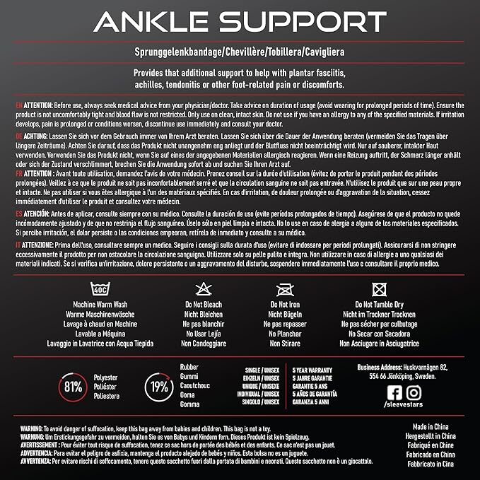 Sleeve Stars Ankle Brace for Women & Men, Ankle Wrap for Sprain, Compression Sleeve for Plantar Fasciitis Relief, Easy Customizable Support: w/ Removable Strap (Pair/M:10"-12"/Turquoise)