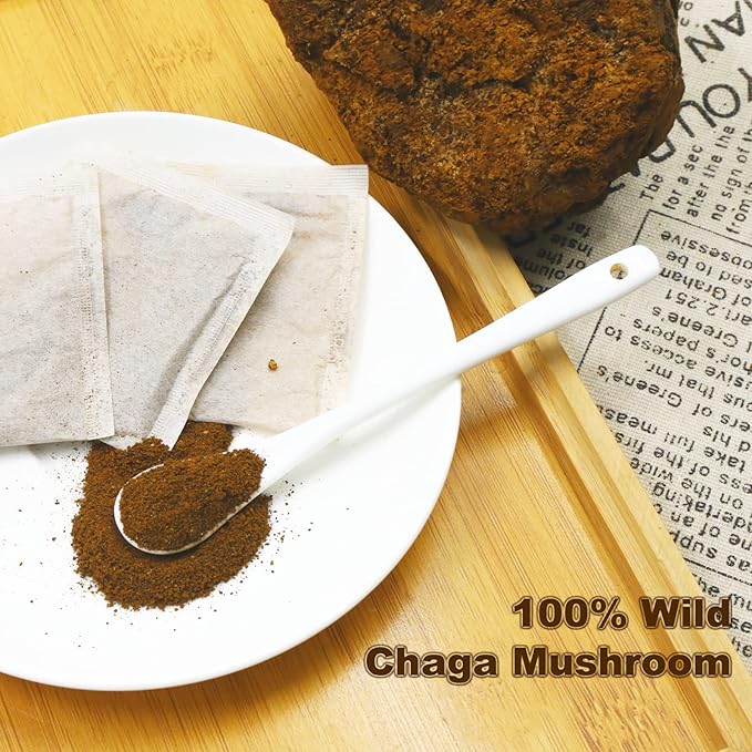 FullChea - Chaga Tea Bags, 30 Teabags, 2g/Bag - Premium Chaga Mushroom Tea - Non-GMO - Caffeine-Free - Rich in Antioxidants & Aid in Digestion