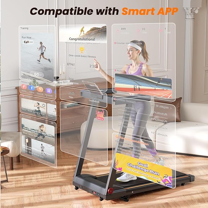 Treadmills for Home, 4-in-1 Foldable Treadmill with Incline, 300 LBS Capacity Running Treadmills for Home Small Spaces with Handles, 3.0 HP Folding Treadmill with Smart APP