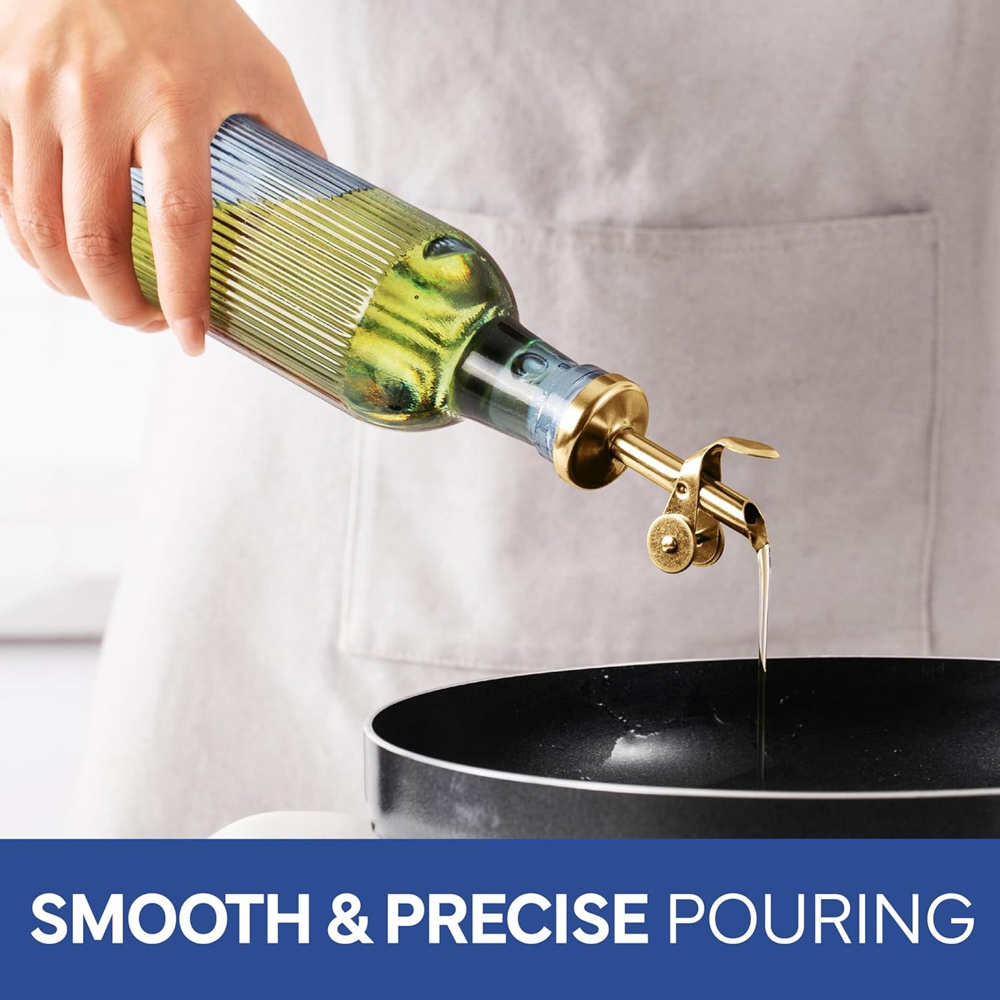 COOK WITH COLOR Glass Olive Oil Bottle Dispenser - 2 Pack- 17oz Oil and Vinegar Cruet - Olive Oil Carafe Decanter for Kitchen