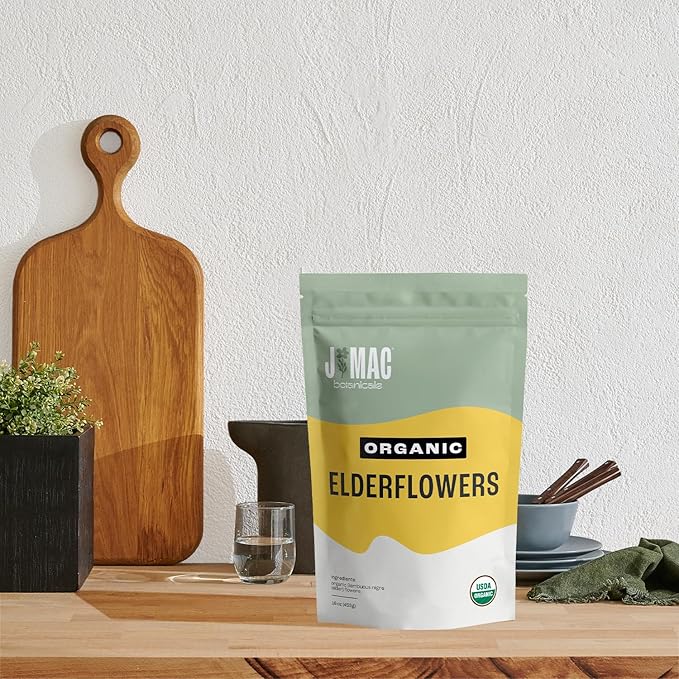 J MAC BOTANICALS Organic Elderflower, Herbal Tea - 4 Ounces