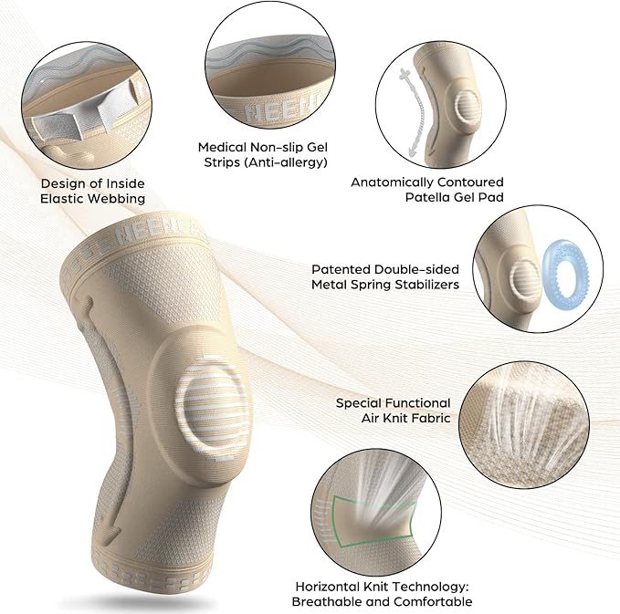 NEENCA Knee Brace for Women & Men, Medical Knee Support with Patella Pad & Side Stabilizers, Knee Compression Sleeve for Knee Pain, Meniscus Tear, ACL, Joint Pain, Runner, Workout - FSA/HSA Eligible