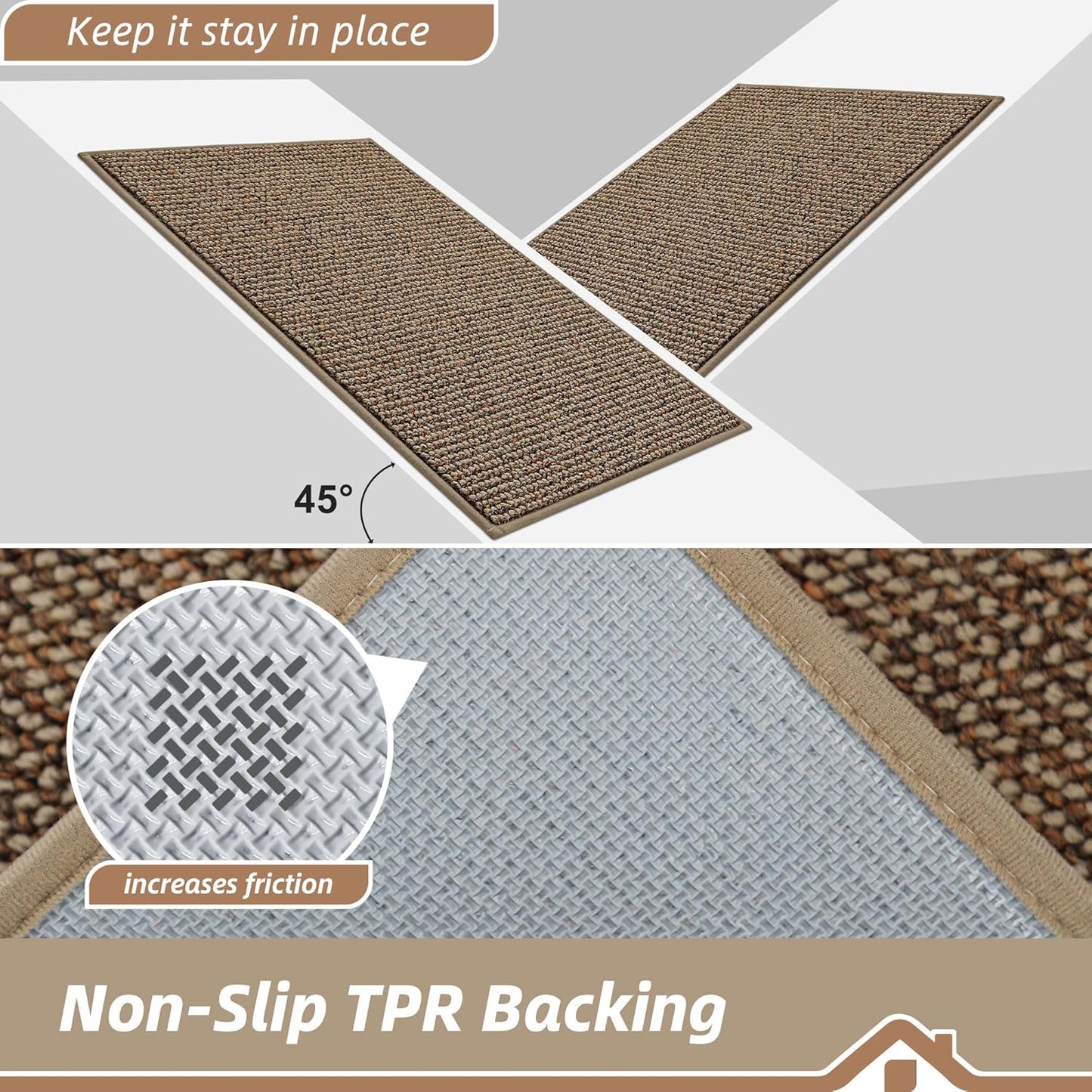 BEQHAUSE Kitchen Rugs 24"x36", Non-Slip Kitchen Mats for Floor, Super Absorbent and Stain Resistant Kitchen Rugs, Machine Washable Rugs for Kitchen, Hallway, Laundry & Sink, Taupe