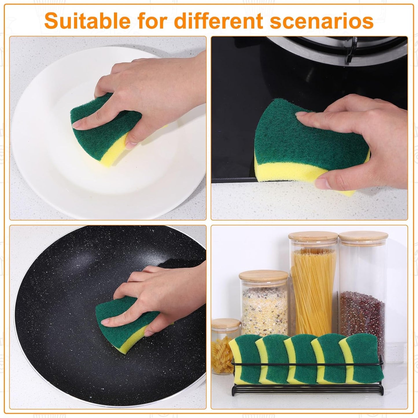 100 Pcs Individually Wrapped Sponges,Uncompressed Non Scratch Scrouing Sponges for Household Cleaning Dishes Kitchen Airbnb Apartment Car Bike