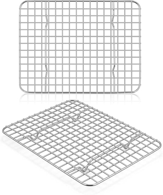 Homikit 2 Pack Cooling Rack Set, 9.75" x 7.5" Stainless Steel Baking Rack for Bacon Bread Pizza, Thick Metal Wire Oven Racks for Cooking Fit Small Toaster Oven Pan, Rust Free & Dishwasher Safe