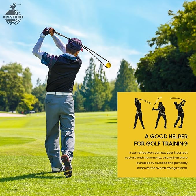 Golf Rope Swing Trainer, Golf Tyro Posture Corrector Professional Golf Training Aid, Master Tempo Golf Warm-Up Practice Equipment with Weighted Ball for Golfers of All Levels