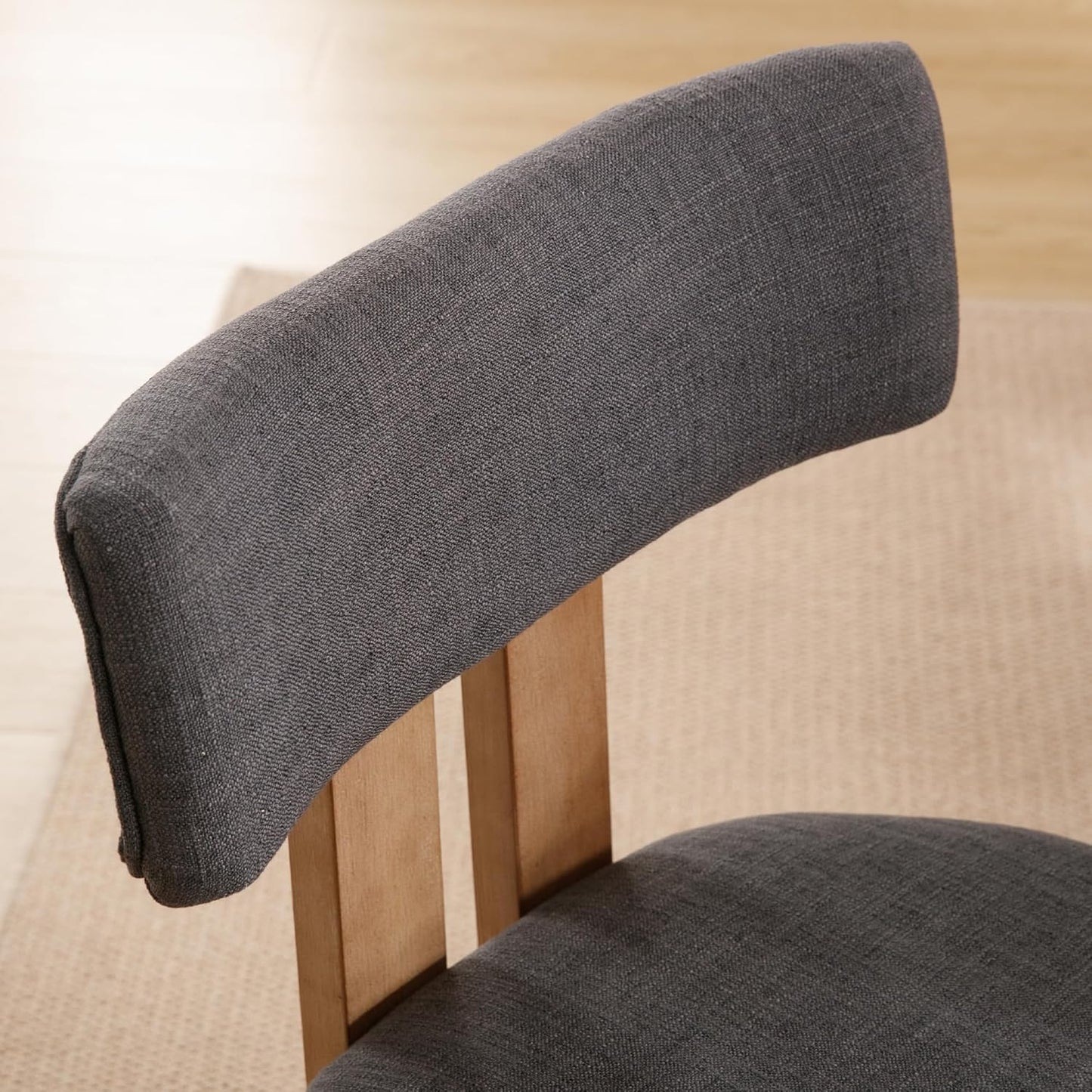 chairus Dining Chairs Set of 6 Linen Fabric Diner Chairs Farmhouse Wood Chairs for Kitchen and Dining Room, Black