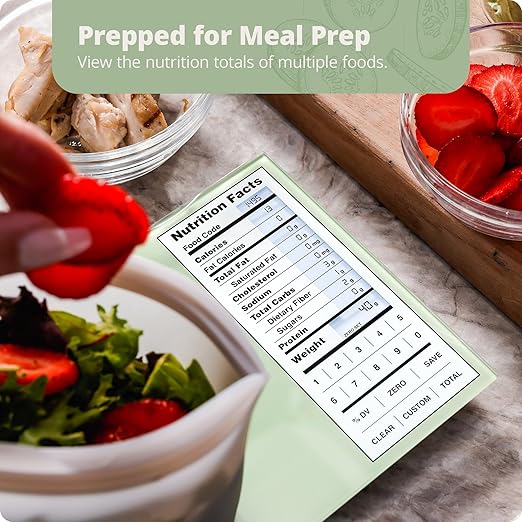 Greater Goods Nutrition Scale with Food Grade Glass, Perfect for Calorie Counting, Meal Prep, and Weight Loss (Sage Green)