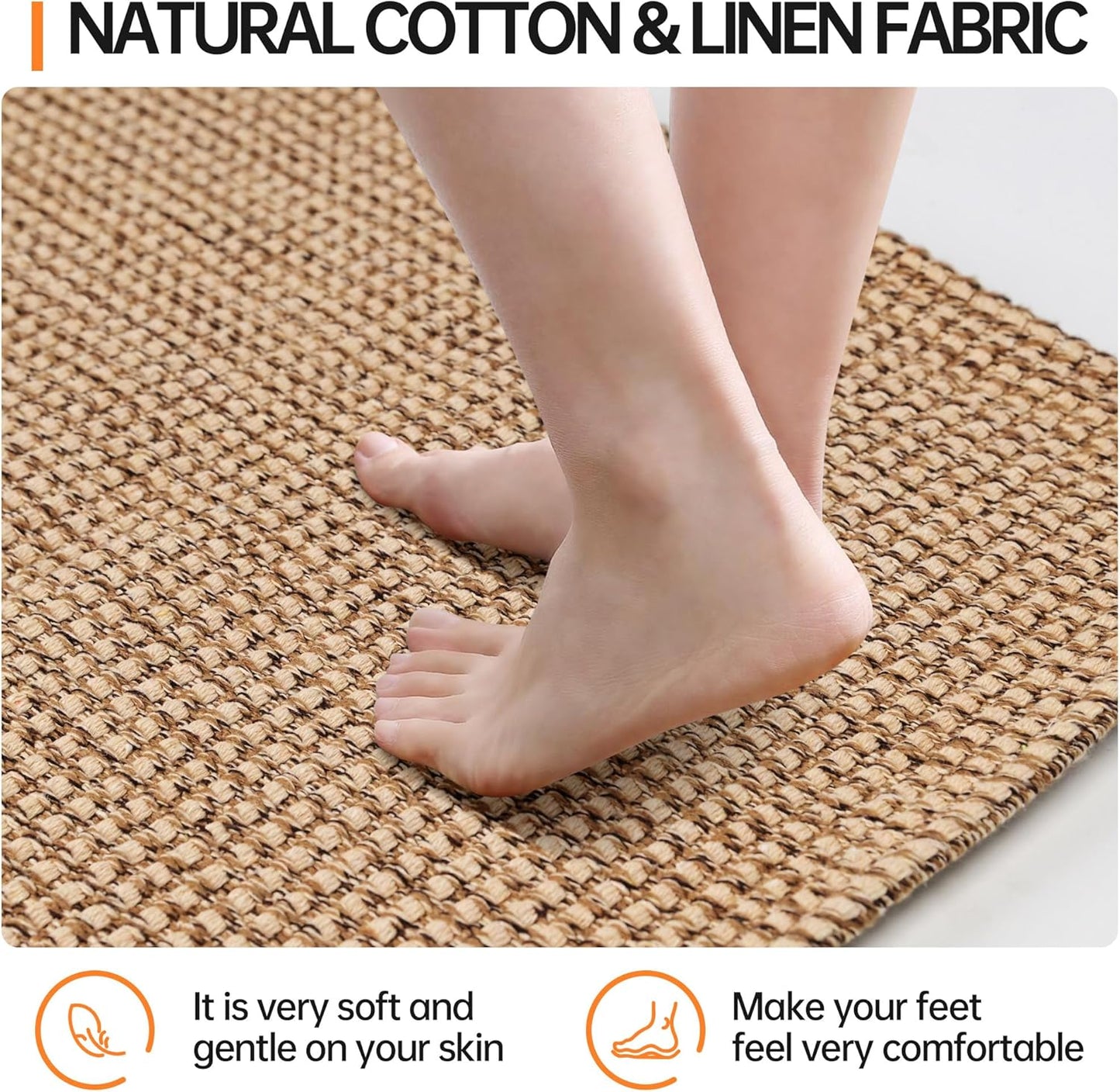 Kitchen Rugs and Mats Non Skid Washable [2PCS] (17.3" x 30"+ 17.3" x 72"), Absorbent Kitchen Floor Mats, Boho Cotton Kitchen Runner Rugs Comfort Standing Mat for Sink Hallway Laundry