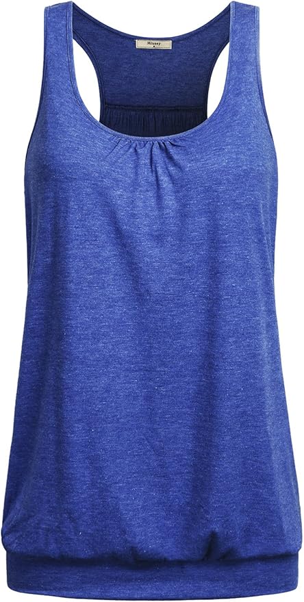 Miusey Womens Sleeveless Round Neck Loose Fit Racerback Yoga Tank Top
