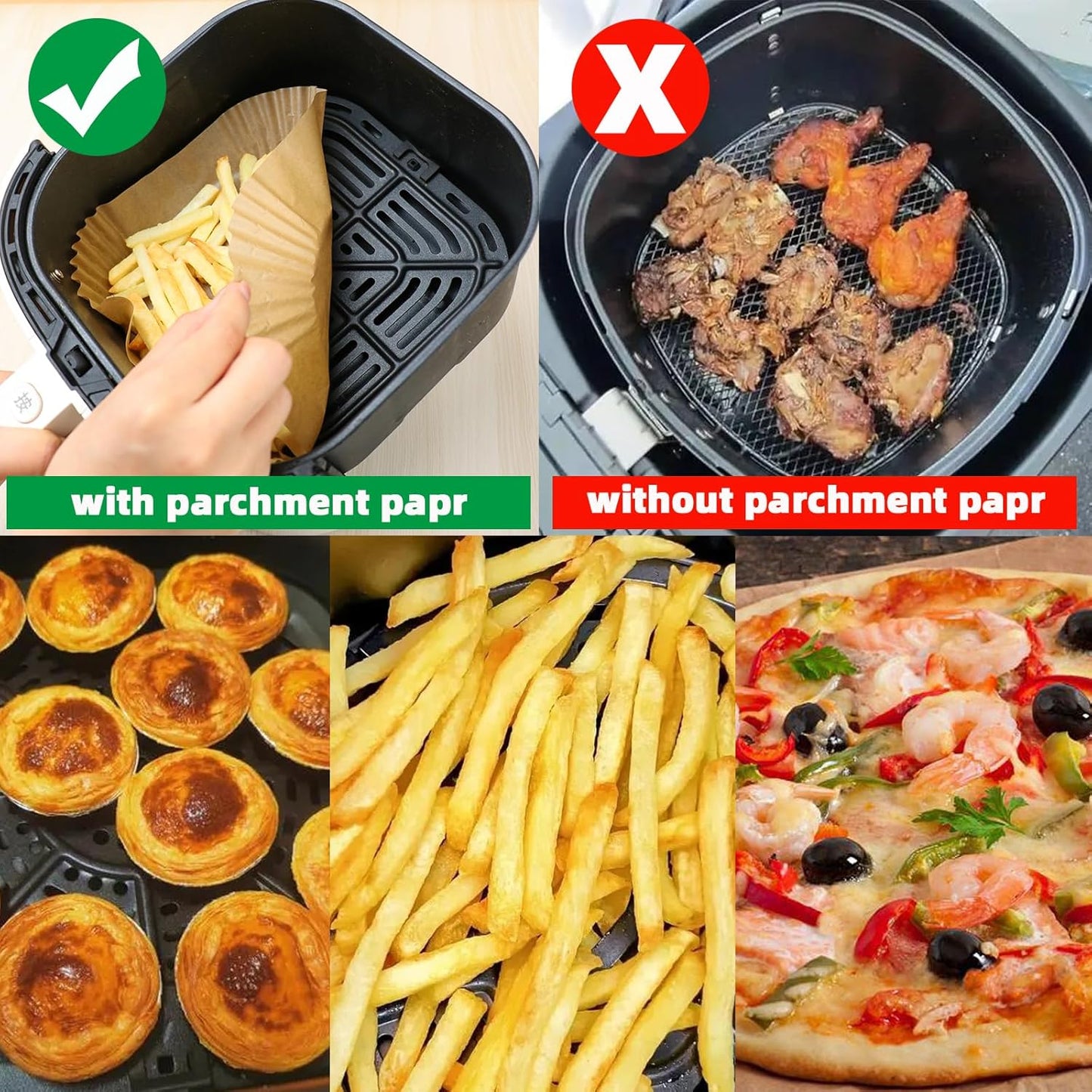 200PCS Air Fryer Liners Disposable,Victoyaw 8 Inch Square Air Fryer Parchment Paper Liners for 2-5QT Air fryer,Non-Stick Waterproof Airfryer Paper Liner