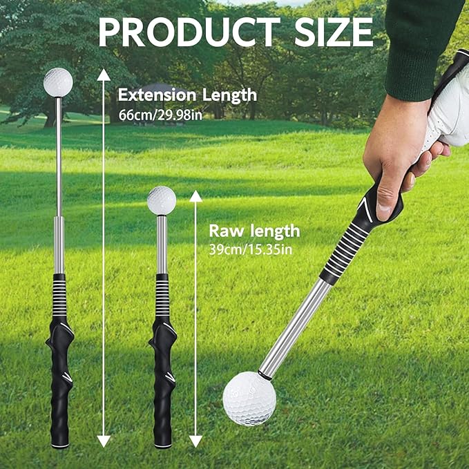 Retractable Golf Swing Training Aid - Golf Swing Trainer, Portable Grip Trainer for Indoor & Outdoor Practice, Improving Strength