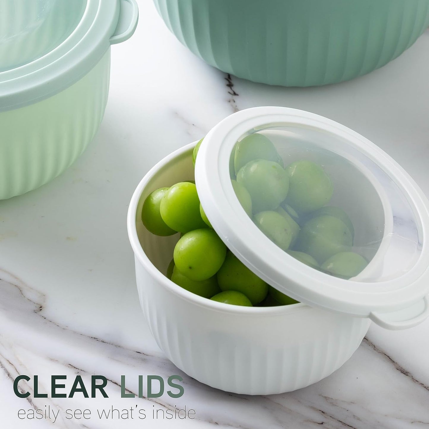 COOK WITH COLOR Prep Bowls with Lids- Wide and Deep Nesting Plastic Small Mixing Bowl Set with Lids, 12 Piece Set - Deep Bowls, Sage