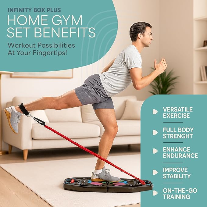 Lifepro Portable Home Gym with Push Up Training Board for Full Body Workouts Push Up Rack Board with 4 Resistance Bands - Home Workout kit Platform for Home Workouts