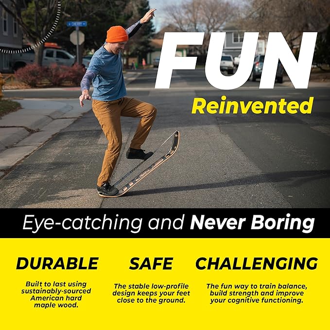 GIBBON SlackBoard - GiBoard Balance Board Kids & Adults - Slackline Balance Trainer - Slack Board Core Workout Equipment Home Gym Training - Standing Desk Exercise - Yoga, Agility, Pilates & More