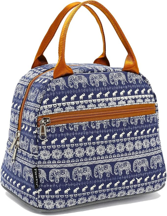 FlowFly Insulated Lunch Cooler Bag - Tote Bag Organizer for Women/Men, Elephant