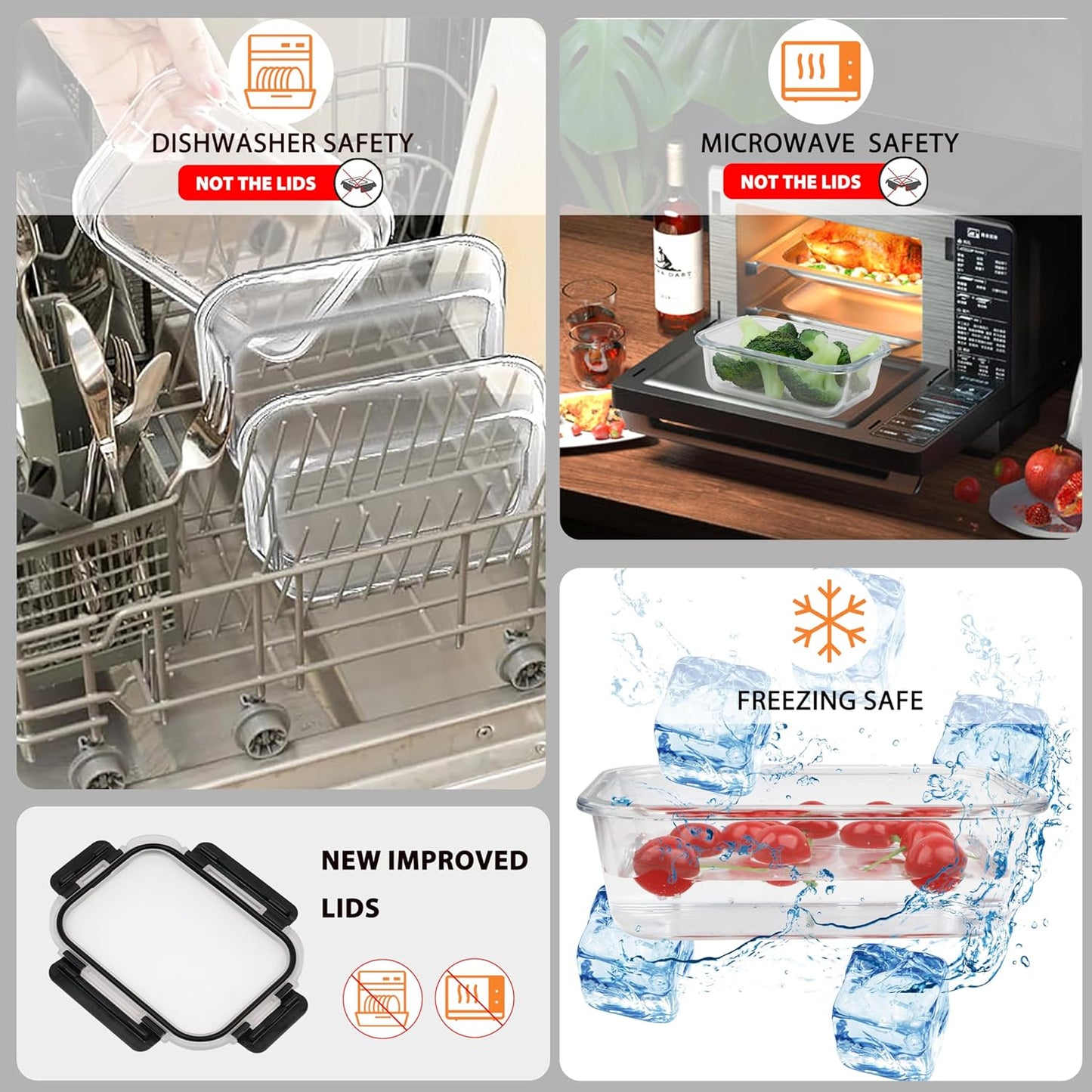 kakw12 Packs Glass Food Storage Containers,Glass Meal Prep Container for Lunch,can be used in the Microwave, Oven, Freezer and Dishwasher,with Upgraded Snap Locking Lids. (12 Packs)