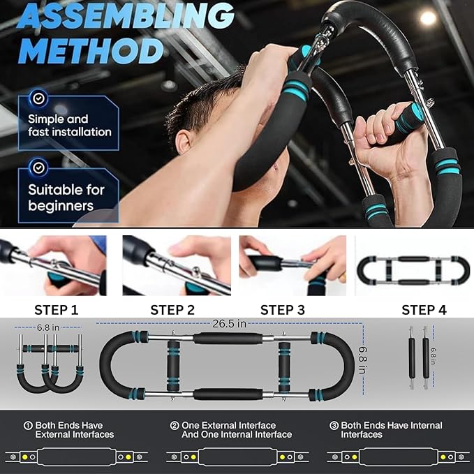 Twister Arm Trainer – Adjustable Resistance Chest Expander & Forearm Strengthener – Steel Core Upper Body Workout Bar for Arms, Wrists, Shoulders & Home Gym Fitness