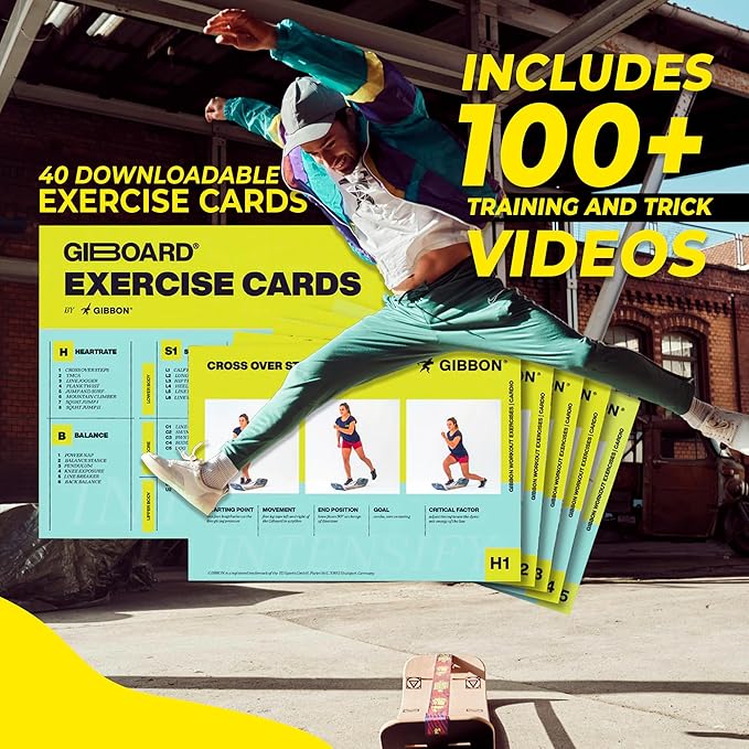 GIBBON SlackBoard - GiBoard Balance Board Kids & Adults - Slackline Balance Trainer - Slack Board Core Workout Equipment Home Gym Training - Standing Desk Exercise - Yoga, Agility, Pilates & More