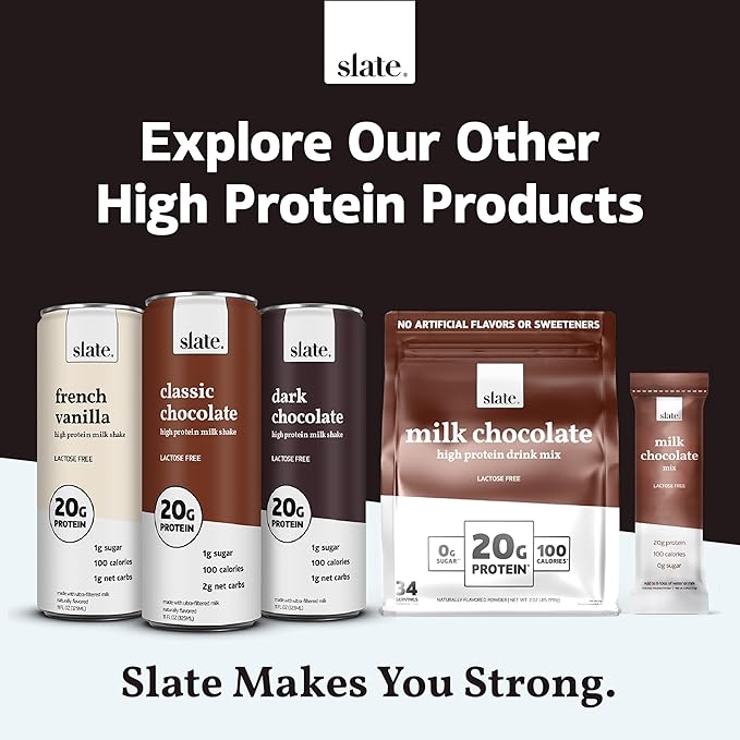Slate Milk - High Protein Iced Coffee - Caramel Latte - 175mg Caffeine, Lactose Free Energy - 20g Protein, 1g Sugar, 100 Calories, 1g Net Carbs, No Sugar Added - Protein Coffee - 11 fl oz, 12 Cans