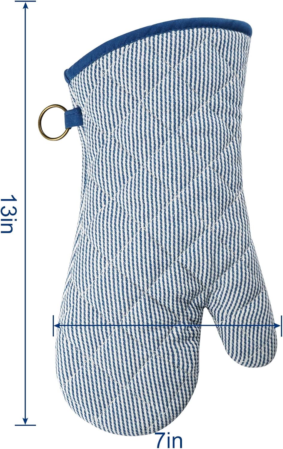 1 Pair Yarn Dyed Oven Mitts 100% Cotton Heat Resistant 470 Degree Gloves Men Women Cooking Baking Barbecue BBQ Microwave Crafting Machine Washable Pot Holders Mittens (blue2)