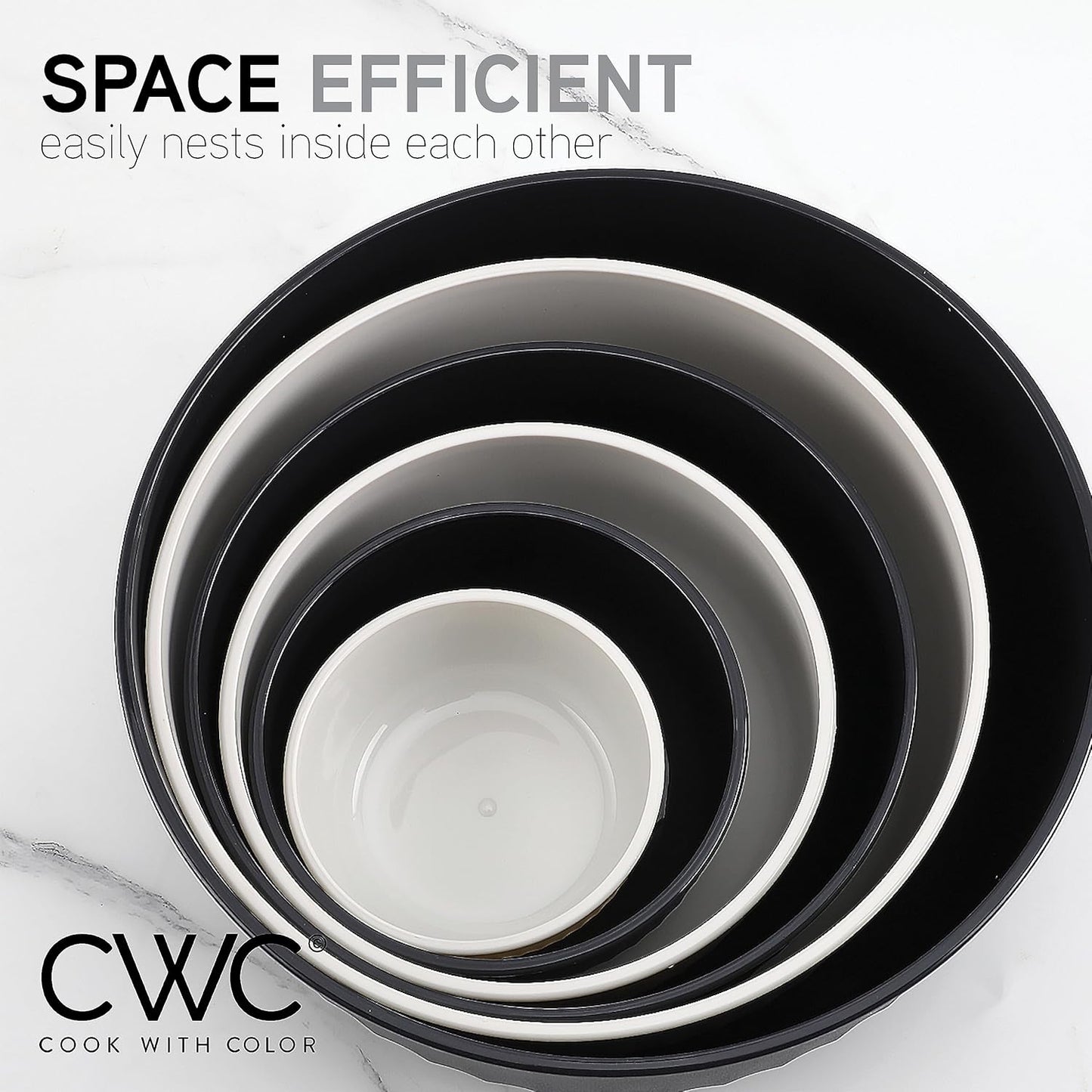 COOK WITH COLOR Prep Bowls with Lids- Wide and Deep Nesting Plastic Small Mixing Bowl Set with Lids, 12 Piece Set - Wide Bowls, Speckled Black