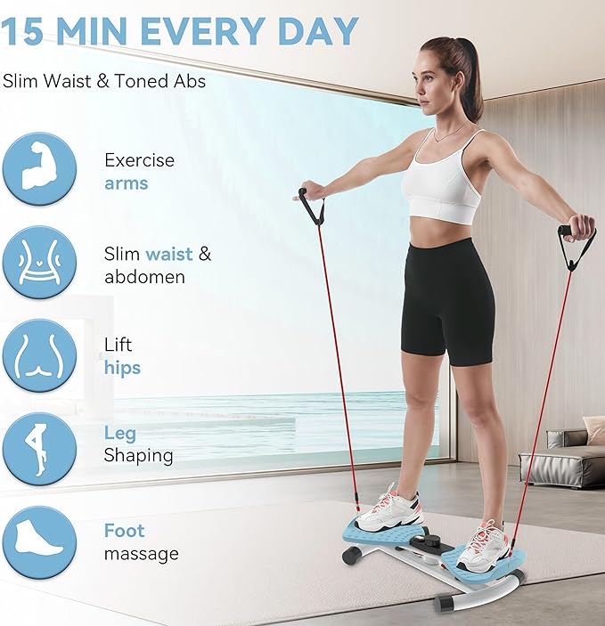 renZEC Waist Twister Machine, Adjustable Exercise Twist Board for Women Men, Noiseless Ab Twister for Home Gym Equipment, 330 lbs Capacity | Track Time, Reps, Calories with Digital Display